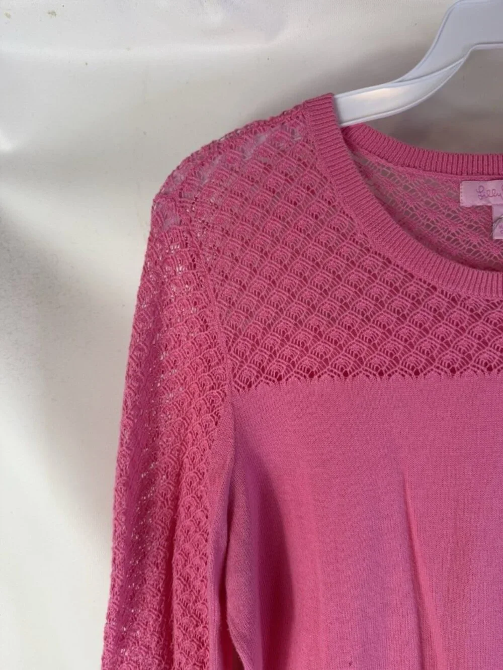 Lilly Pulitzer Sweater Cotton Lightweight Crochet Contrast - Picture 5 of 11